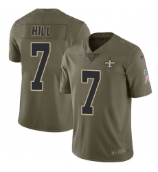 Limited Nike Olive Mens Taysom Hill Jersey NFL 7 New Orleans Saints 2017 Salute to Service