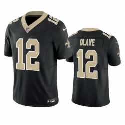 Men New Orleans Saints 12 Chris Olave Black 2023 F U S E  Vapor Untouchable Limited Stitched Jersey