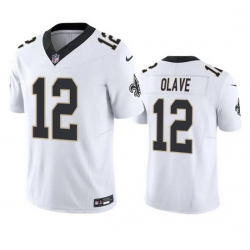 Men New Orleans Saints 12 Chris Olave White 2023 F U S E  Vapor Untouchable Limited Stitched Jersey