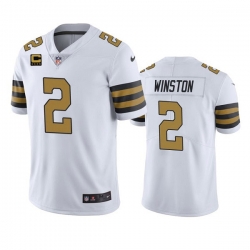 Men New Orleans Saints 2022 #2 Jameis Winston White With 4-star C Patch Color Rush Limited Stitched Jersey