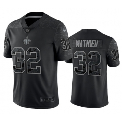 Men New Orleans Saints 32 Tyrann Mathieu Black Reflective Limited Stitched Football Jersey