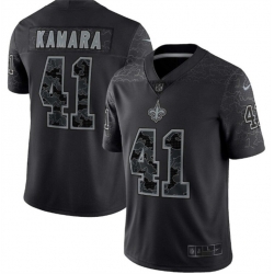 Men New Orleans Saints 41 Alvin Kamara Black Reflective Limited Stitched Football Jersey