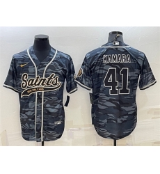 Men New Orleans Saints 41 Alvin Kamara Grey Camo With Patch Cool Base Stitched Baseball Jerse