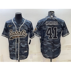 Men New Orleans Saints 41 Alvin Kamara Grey Camo With Patch Cool Base Stitched Baseball Jerse