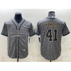 Men New Orleans Saints 41 Alvin Kamara Grey With Patch Cool Base Stitched Baseball Jersey
