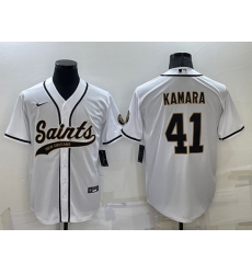 Men New Orleans Saints 41 Alvin Kamara White Stitched MLB Cool Base Nike Baseball Jersey