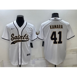 Men New Orleans Saints 41 Alvin Kamara White Stitched MLB Cool Base Nike Baseball Jersey
