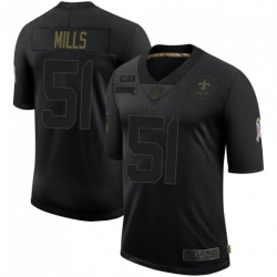 Men New Orleans Saints 51 Sam Mills Black Salute To Service Limited Jersey