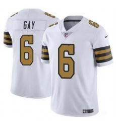 Men New Orleans Saints 6 Willie Gay White Color Rush Limited Stitched Football Jersey