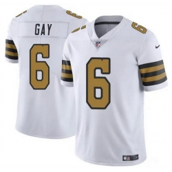 Men New Orleans Saints 6 Willie Gay White Color Rush Limited Stitched Football Jersey