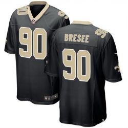 Men New Orleans Saints 90 Bryan Bresee Black 2023 Draft Stitched Game Jersey