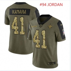 Men New Orleans Saints 94 Cameron Jordan 2021 Salute To Service Olive Camo Limited Stitched Jersey
