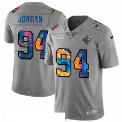Men New Orleans Saints 94 Cameron Jordan Men Nike Multi Color 2020 NFL Crucial Catch NFL Jersey Greyheather