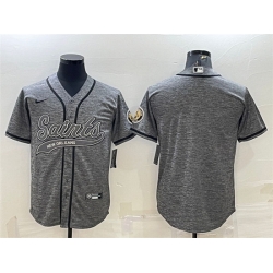 Men New Orleans Saints Blank Grey With Patch Cool Base Stitched Baseball Jersey