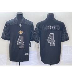 Men's New Orleans Saints #4 Derek Carr Black Reflective Limited Stitched Football Jersey
