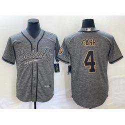 Men's New Orleans Saints #4 Derek Carr Grey Gridiron With Patch Cool Base Stitched Baseball Jersey