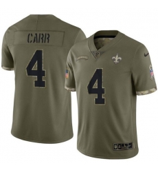 Men's New Orleans Saints #4 Derek Carr Olive Salute To Service Limited Stitched Jersey