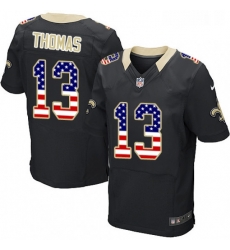 Mens Nike New Orleans Saints 13 Michael Thomas Elite Black Home USA Flag Fashion NFL Jersey
