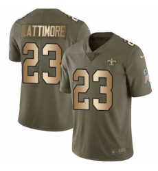 Mens Nike New Orleans Saints 23 Marshon Lattimore Limited OliveGold 2017 Salute to Service NFL Jersey