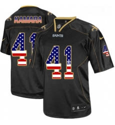 Mens Nike New Orleans Saints 41 Alvin Kamara Elite Black USA Flag Fashion NFL Jersey