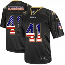 Mens Nike New Orleans Saints 41 Alvin Kamara Elite Black USA Flag Fashion NFL Jersey