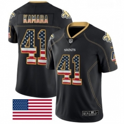 Mens Nike New Orleans Saints 41 Alvin Kamara Limited Black Rush USA Flag NFL Jersey