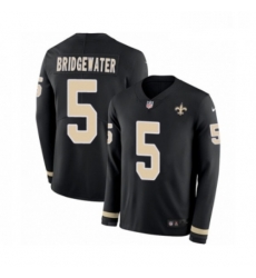 Mens Nike New Orleans Saints 5 Teddy Bridgewater Limited Black Therma Long Sleeve NFL Jersey