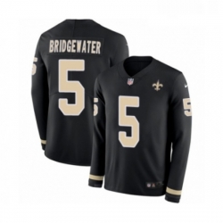 Mens Nike New Orleans Saints 5 Teddy Bridgewater Limited Black Therma Long Sleeve NFL Jersey