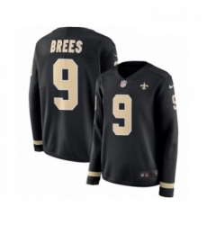Mens Nike New Orleans Saints 9 Drew Brees Limited Black Therma Long Sleeve NFL Jersey