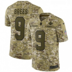 Mens Nike New Orleans Saints 9 Drew Brees Limited Camo 2018 Salute to Service NFL Jer