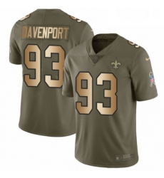 Mens Nike New Orleans Saints 93 Marcus Davenport Limited OliveGold 2017 Salute to Service NFL Jersey