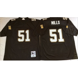 Mitchell&Ness Saints 51 Sam Mills Black Throwback Stitched NFL Jersey