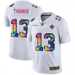 New Orleans Saints 13 Michael Thomas Men White Nike Multi Color 2020 NFL Crucial Catch Limited NFL Jersey