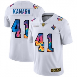 New Orleans Saints 41 Alvin Kamara Men White Nike Multi Color 2020 NFL Crucial Catch Limited NFL Jersey