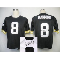 New Orleans Saints 8 Archie Manning Black Throwback M&N Signed NFL Jerseys