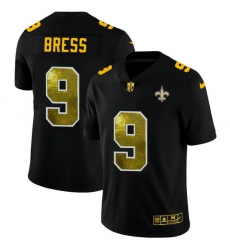 New Orleans Saints 9 Drew Brees Men Black Nike Golden Sequin Vapor Limited NFL Jersey