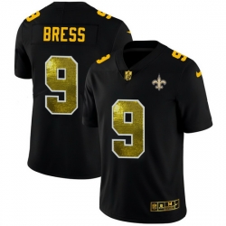 New Orleans Saints 9 Drew Brees Men Black Nike Golden Sequin Vapor Limited NFL Jersey