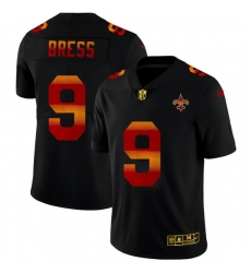 New Orleans Saints 9 Drew Brees Men Black Nike Red Orange Stripe Vapor Limited NFL Jersey