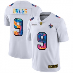 New Orleans Saints 9 Drew Brees Men White Nike Multi Color 2020 NFL Crucial Catch Limited NFL Jersey