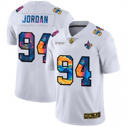 New Orleans Saints 94 Cameron Jordan Men White Nike Multi Color 2020 NFL Crucial Catch Limited NFL Jersey