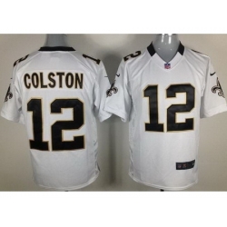 Nike New Orleans Saints 12 Marques Colston White Elite NFL Jersey