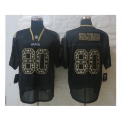 Nike New Orleans Saints 80 Jimmy Graham Black Elite Lights Out Fashion NFL Jersey