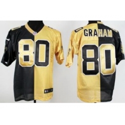 Nike New Orleans Saints 80 Jimmy Graham Black Gold Split NFL Jersey