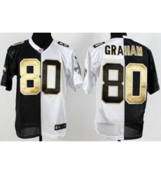 Nike New Orleans Saints 80 Jimmy Graham Black White Split NFL Jersey