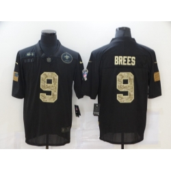Nike New Orleans Saints 9 Drew Brees Black Camo 2020 Salute To Service Limited Jersey