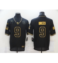 Nike New Orleans Saints 9 Drew Brees Black Gold 2020 Salute To Service Limited Jersey