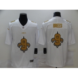 Nike New Orleans Saints 9 Drew Brees White Shadow Logo Limited Jersey