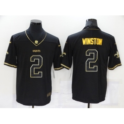 Nike New Orleans Saints Jameis Winston 2 Black Outline Vapor Untouchable Limited Jersey
