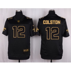 Nike Saints #12 Marques Colston Black Mens Stitched NFL Elite Pro Line Gold Collection Jersey