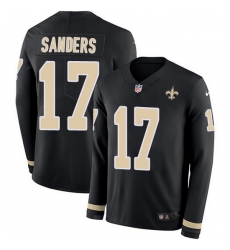 Nike Saints 17 Emmanuel Sanders Black Team Color Men Stitched NFL Limited Therma Long Sleeve Jersey